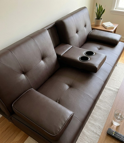 New modern faux leather futon - modern,