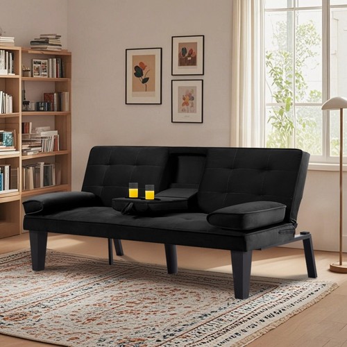Velvet futon sofa - futon, bed