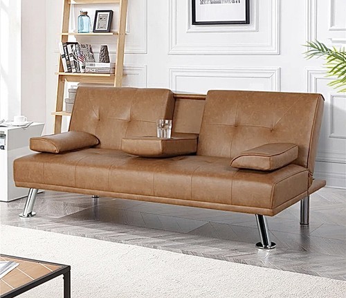 Leather futon sleeper - leather,