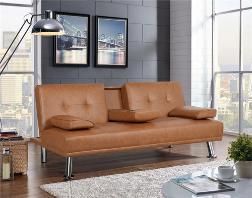 Faux leather futon sofa bed - faux,