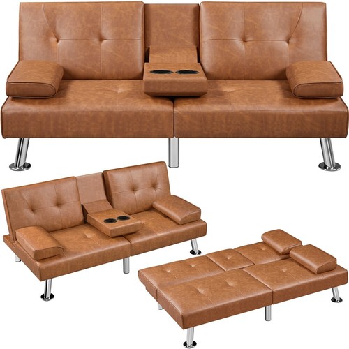 Faux leather sofa bed - faux,
