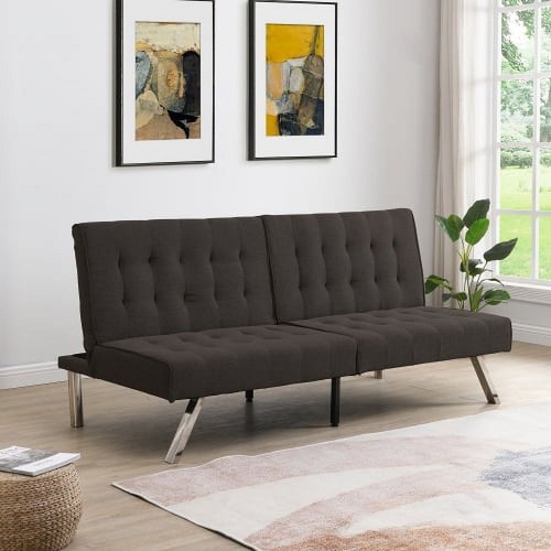 Modern linen futon sofa - linen, bed