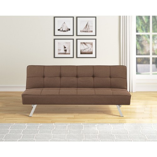 Tufted linen futon sofa - linen,